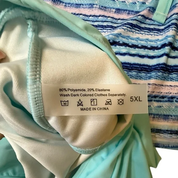 Swimsuits for All Two Piece Skirt
Swimsuit Aqua Navy White Striped 5XL - Picture 7 of 7